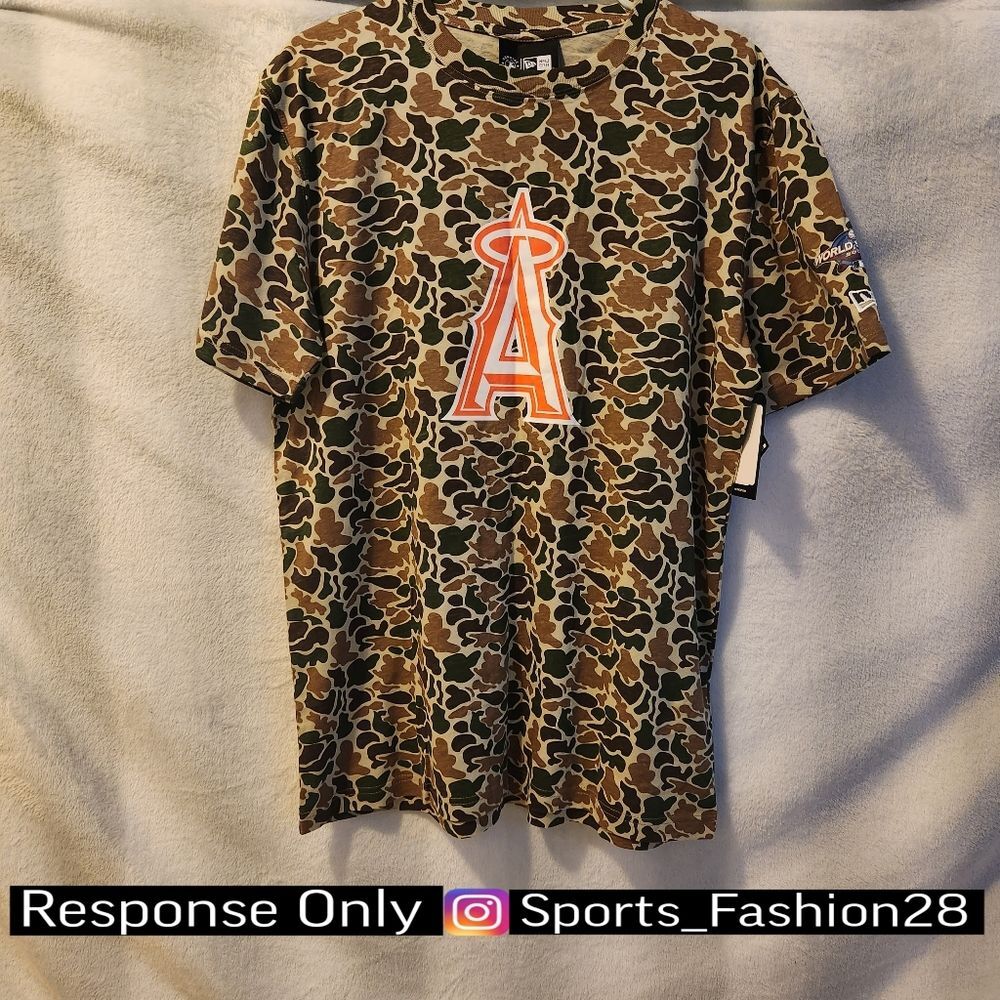 New Era Los Angeles Angels Camouflage T Shirt Mens Large New 2002 World Series